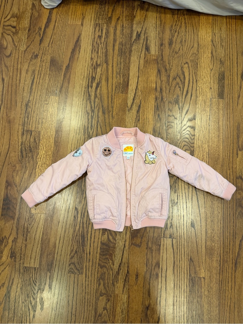 C&C California Girl’s 4T Pink Bomber Jacket with Fun Patches